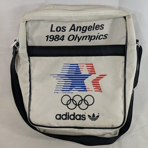 Adidas Olympics 1984 Los Angeles White Crossbody Shoulder Bag Vintage 1980 USA - Picture 1 of 14